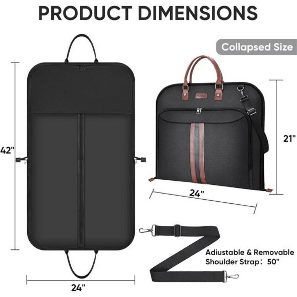 Waterproof travel garment bag suit bag carry on duffel for men clothes storage - Picture 2 of 7